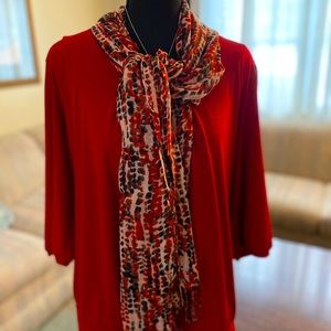 Fred David Deep Red XL 3/4 Sleeve Dressy Top